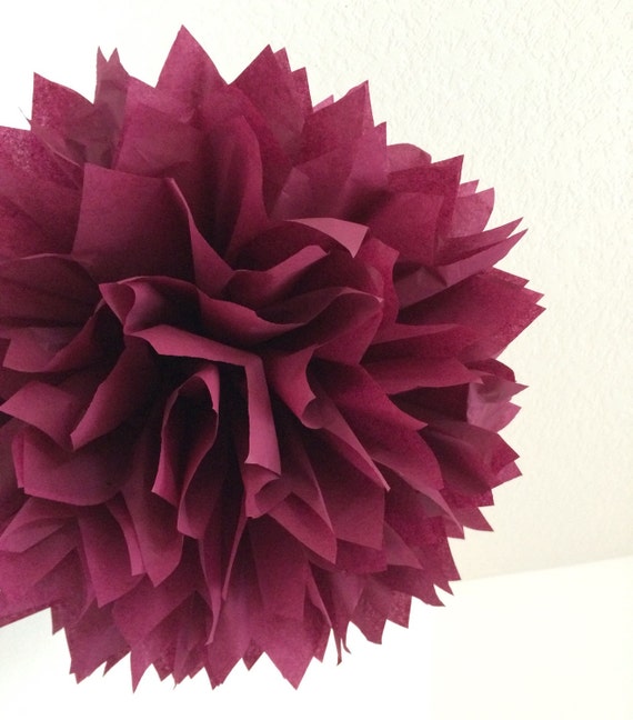 SANGRIA / 1 tissue paper pom pom / wedding decorations / diy / tissue paper decorations / burgundy decorations / pompoms / aisle marker poms Il_570xn