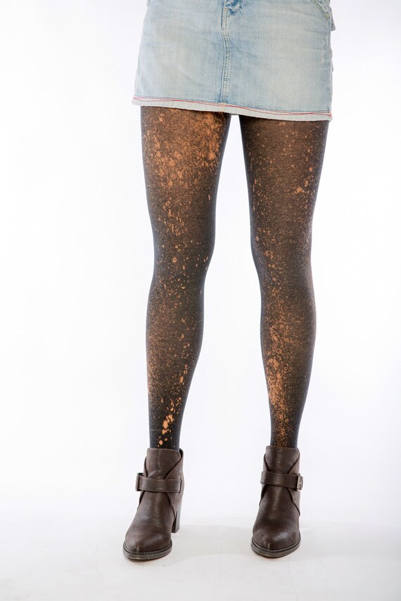 Cotton black tights printed in a splash one size limited