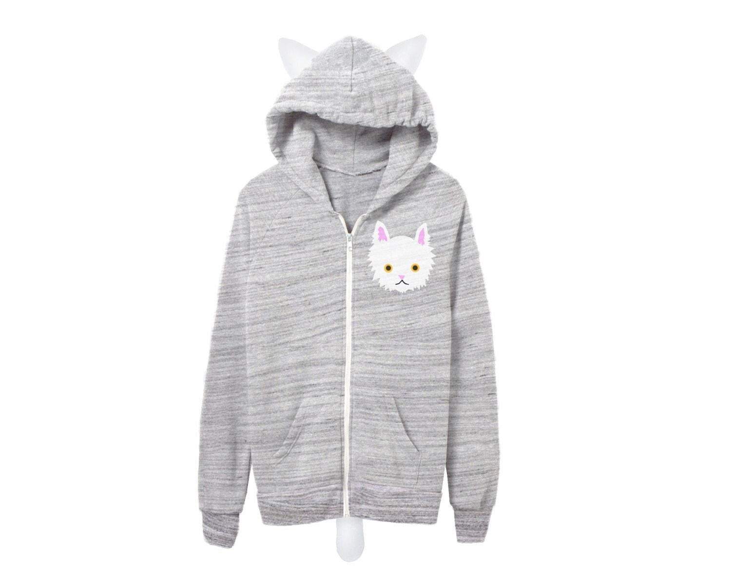 Geo Persian Cat Hoodie Fleece Hooded Zip Sweatshirt with