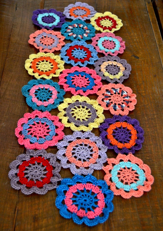 Handmade Crocheted Flower Table Runner Doily 29 by MingazovArt