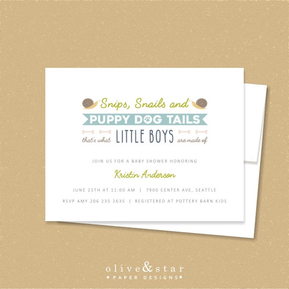 snips snails and puppy dog tails // baby shower by ...