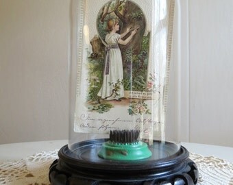 Vintage Glass Display Cloche and Wooden Base