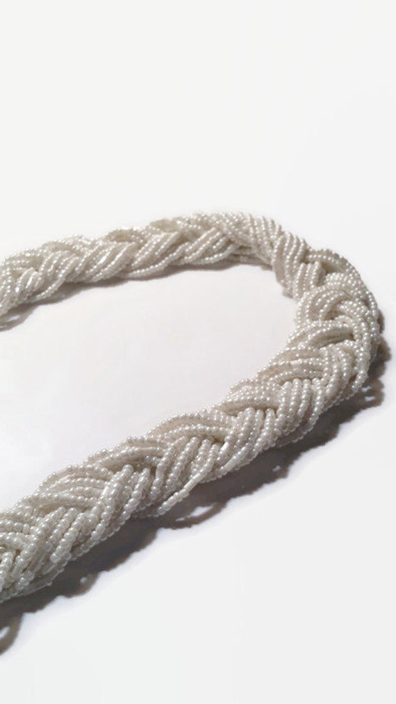 White Bead Necklace Chunky Necklace Multi Strand Necklace