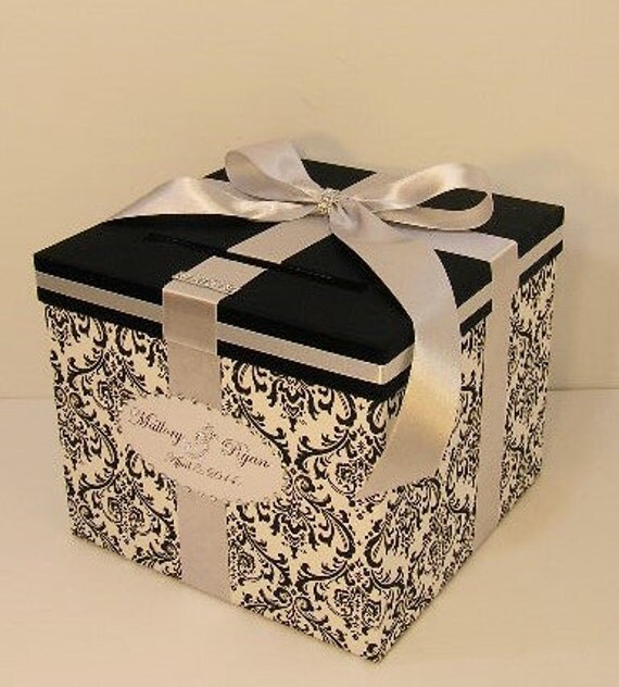 Wedding Card Box Damask and Silver Gift Card Box Sweet 16