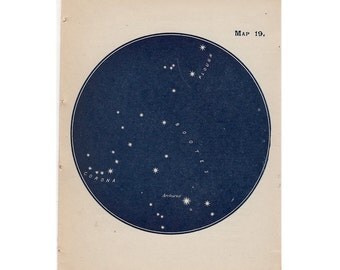 1910 mini constellation figures original antique celestial astronomy print - map 19