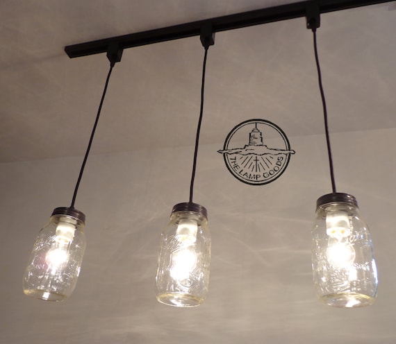 Mason Jar TRACK LIGHTING Pendant New Quart Chandelier