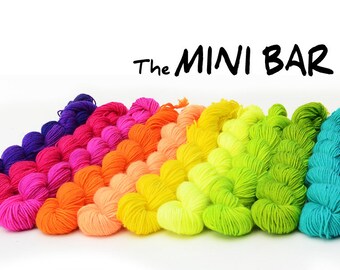 Mini skeins bar - you pick custom color combinations - hand dyed sock yarn