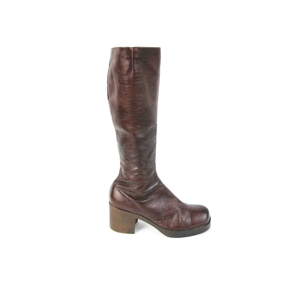 70s brown platform boots