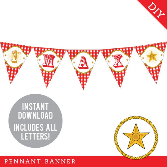INSTANT DOWNLOAD Country Western Party DIY printable pennant banner