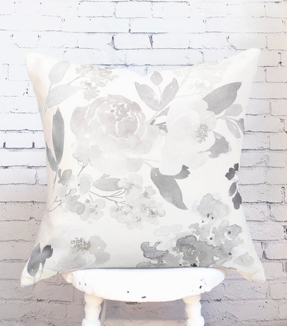 Pillow Cover Grey Rose Floral