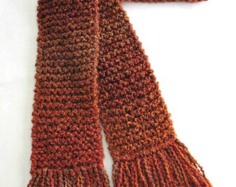 Burnt Orange Scarf 6 ft Long Chunky Knit Winter Scarf Men Women Knitted Rust Scarf