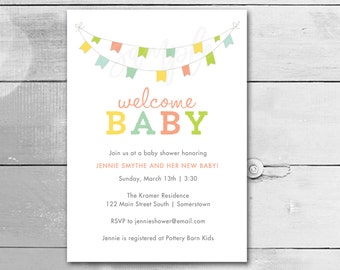 Baby Shower Invitation / Baby Bunting / Gender Neutral Invitation / PRINTABLE INVITATION / Item 149