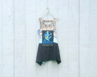 funky Swamp Pop patchwork Dress - upcycled clothing women's clothing tattered and raw artsy cltohing by CreoleSha