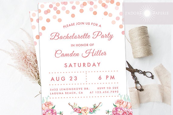 Confetti Bachelorette Invitation Bachelorette Party