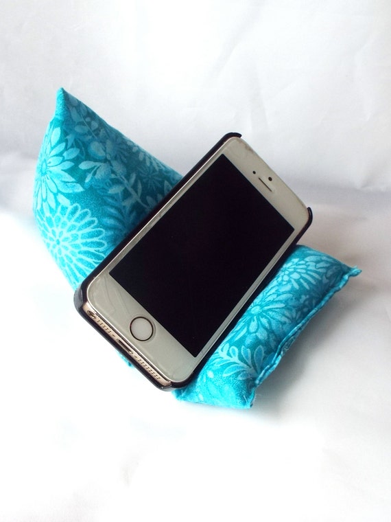 Cell Phone and iPod Pillow Stand in Turquoise Floral