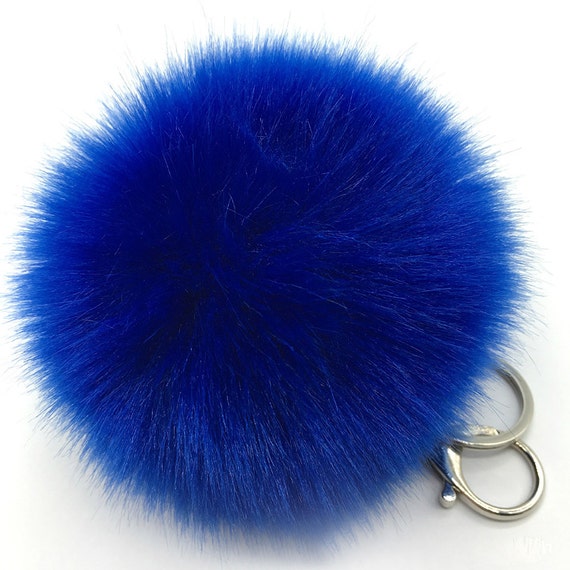 fur pom pom keychain Pom Handbag Pom Pom Keychain, Blue Pom Fur Key Faux Keychains, Charm,