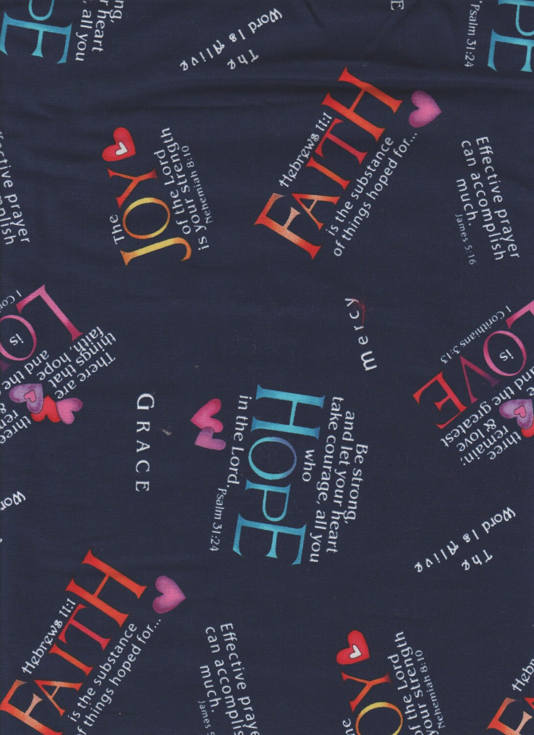 Bible Verses Fat Quarter 1/2 yd or 1 yd Cotton Fabric by joyfully3