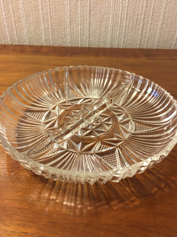 Vintage Pressed Glass Relish Dish early American pattern