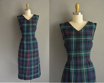 50s wool plaid vintage dress / vintage 1950s dress