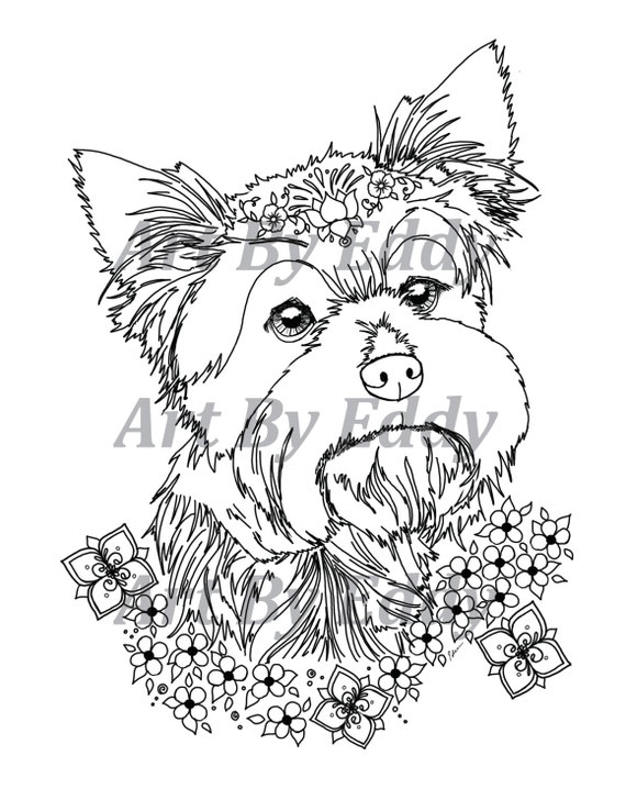 Art of Yorkie Single Coloring Page