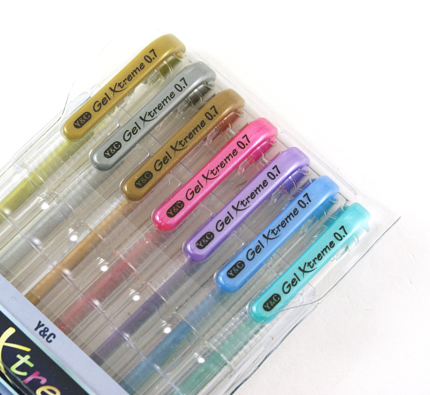 Metallic rainbow gel pen set set of 7 metallic ink 0.7mm tip point