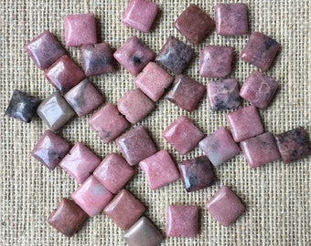 10mm Square Rhodonite - 35 beads
