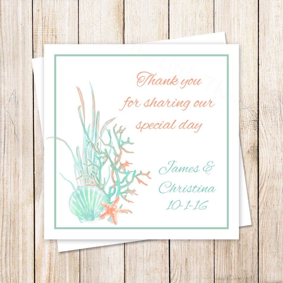 PRINTABLE personalized seashells and coral favor tags