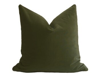 Olive Green Velvet Pillow Cover - Belgium Velvet - Olive Green Pillow - Dark Green Pillow - Velvet Pillow - Throw Pillow - Pillow Cover