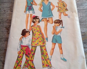 Vintage Simplicity Sewing Pattern 8225 Girl's Size 8 Dress Top Skirt Pants