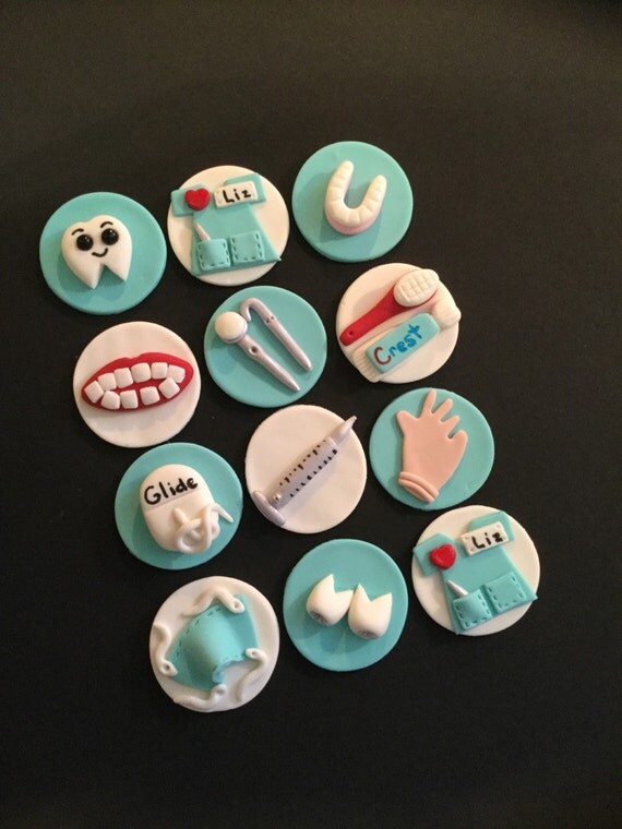 Dental Dentist Fondant Cupcake Cake Cookie Toppers. Set