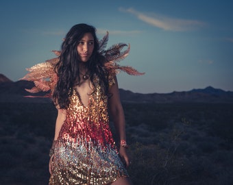 Sun Goddess Sequin Dress -Bachelorette EDC Festival Burning Man Costume