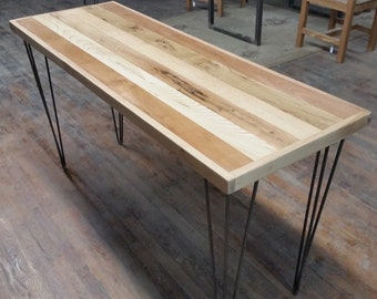 Reclaimed Wood Table Reclaimed Wood Desk Mixed Wood Steel Legs Hairpins