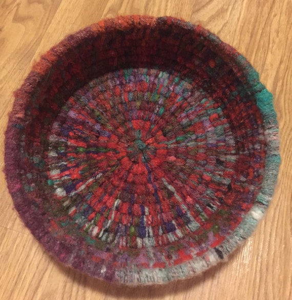 Red Multicolored HandCoiled Storage Basket