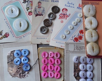 7 Cards Vintage Mother of Pearl Shell Buttons NS31