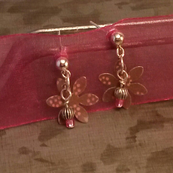 Aluminum & Paper upcycled flower earrings sterling silver
