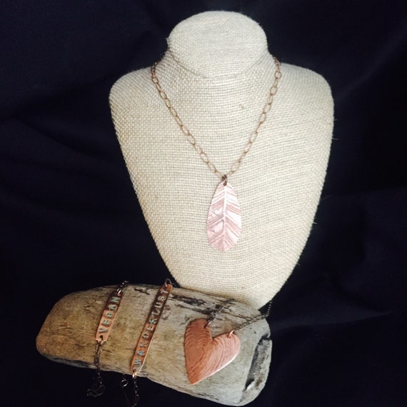 Items similar to Jewelry, Necklace etched copper charm on chain, unique