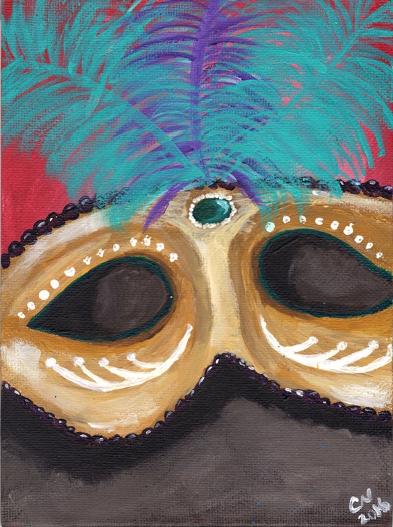 Items similar to Mask Painting-- "Mardi Gras Mask", original acrylic