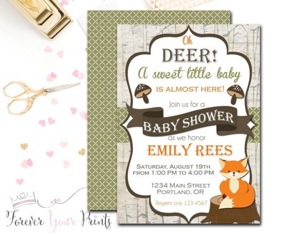 Woodland Baby Shower Invitation, Woodland Shower Invitation, Woodland Invitation, Gender Neutral Baby Shower, Forest Friends Baby Shower Il_570xn