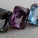 Vintage brooch, antique brooch, 3 crystal brooch, Victorian brooch,blue topaz,amethyst,and aquamarine crystal brooch