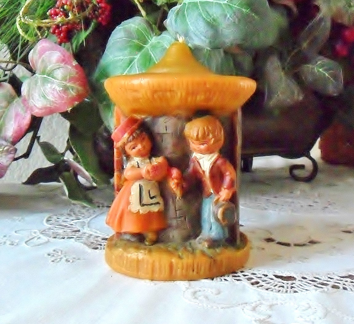 Vintage German Pillar Candle Gunter Kerzen Carved Candle