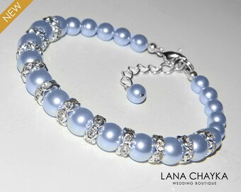 Light Blue Pearl Bracelet Wedding Blue Pearl Bracelet Swarovski Pearls Wedding Jewelry Light Blue Bracelet Bridal Bracelet Bridal Jewelry