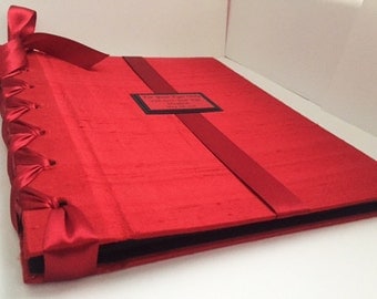 Red Photo Album, Anniversary Photo Album, Scarlet Red Boudoir Album, Personalized Wedding Photo Album - Custom Colors Available