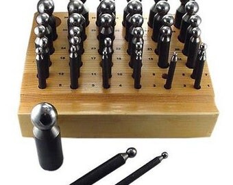 Jeweler Dapping 36 Punch Jewelry Set with Doming Block JSET10