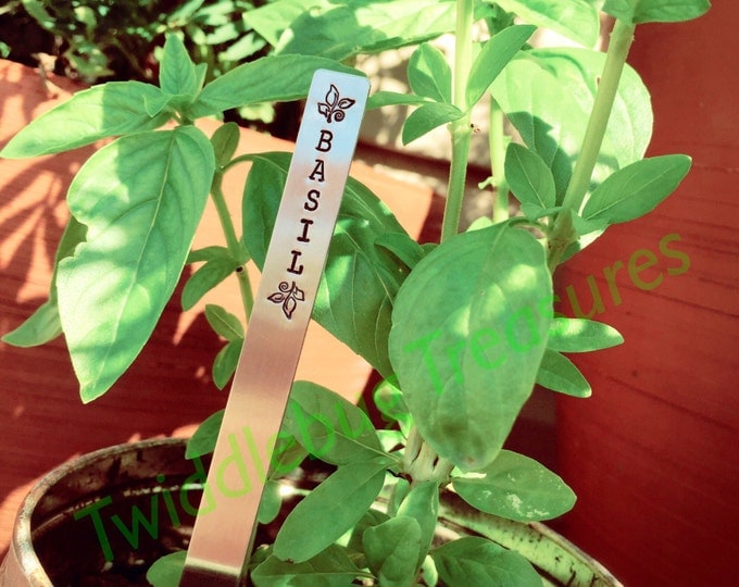 Garden - Herb Marker - Plant Stake - Plant Marker - Hand Stamped - Aluminum - Set