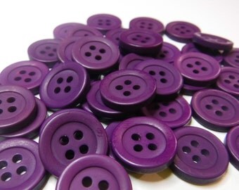 30 Eggplant Purple Matted Round Buttons Size 9/16"
