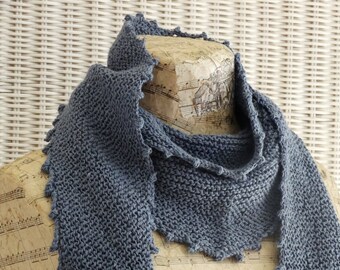 Denim BLUE KNIT SHAWL || Eco Friendly Yarn || Cotton Scarf