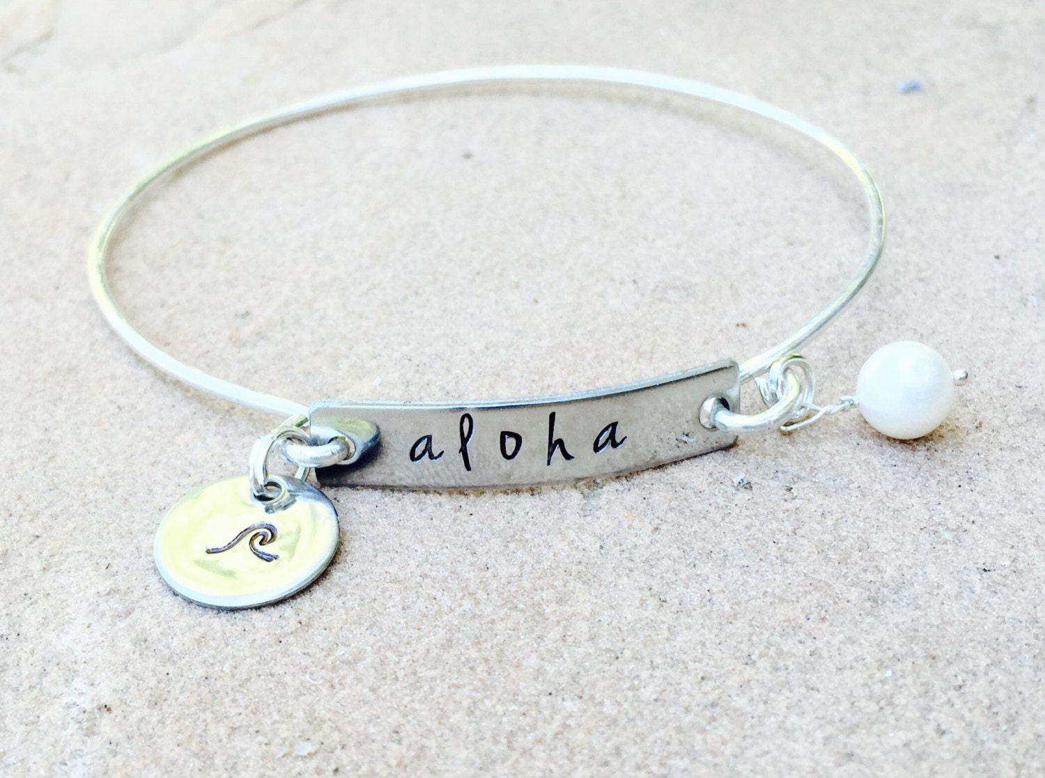 Aloha Bracelet Hawaiian Jewelry Hawaiian Bangle by natashaaloha