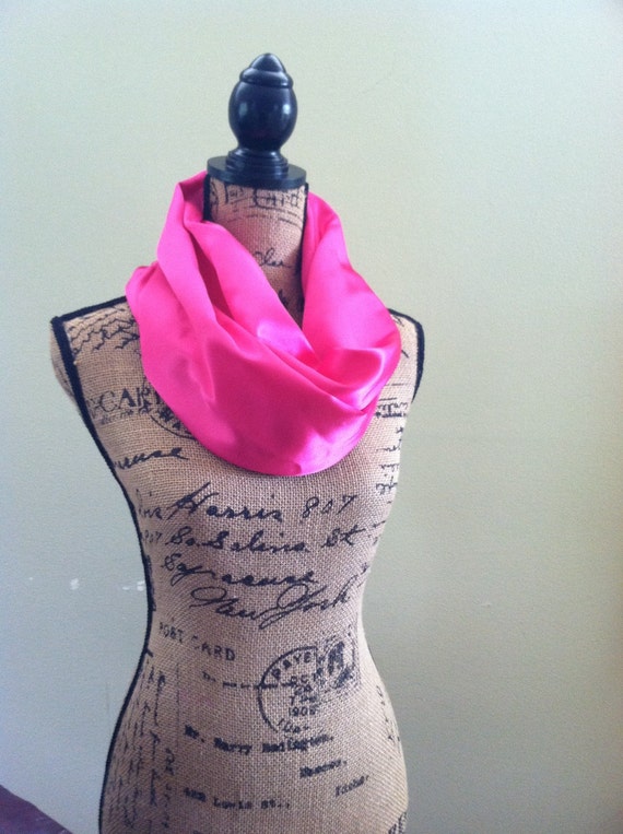 Hot pink scarf with zippered pocket one by AndreaDurhamDesigns