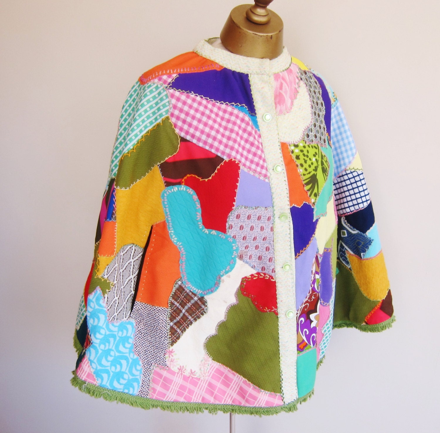 70s patchwork cape hippie clothing boho poncho 1976