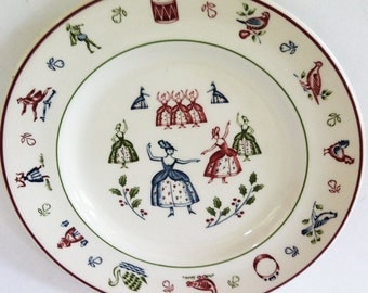 Twelve Days of Christmas Nine Ladies Dancing Salad Plate by Johnson Brothers